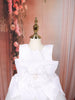 White Floral Appliqué Layered Tulle Satin Party Wear Frock