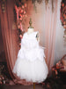 White Floral Appliqué Layered Tulle Satin Party Wear Frock