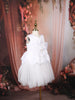 White Floral Appliqué Layered Tulle Satin Party Wear Frock