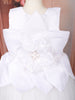 White Floral Appliqué Layered Tulle Satin Party Wear Frock
