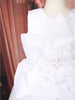 White Floral Appliqué Layered Tulle Satin Party Wear Frock