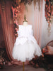 White Floral Appliqué Layered Tulle Satin Party Wear Frock