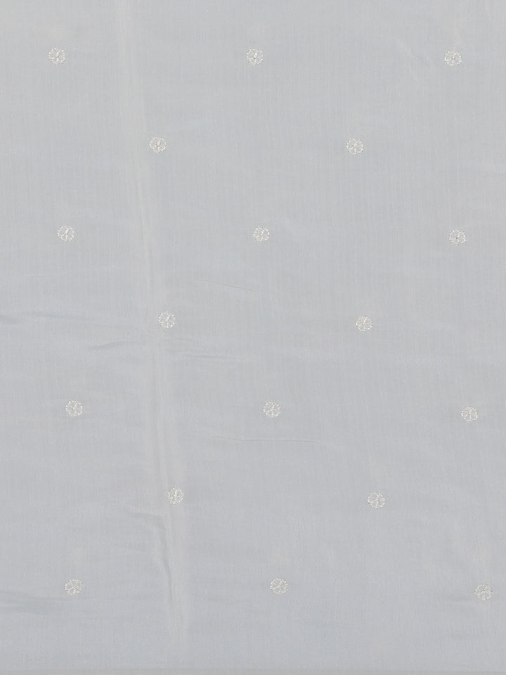 White Floral Design Cotton Saree - Diadem