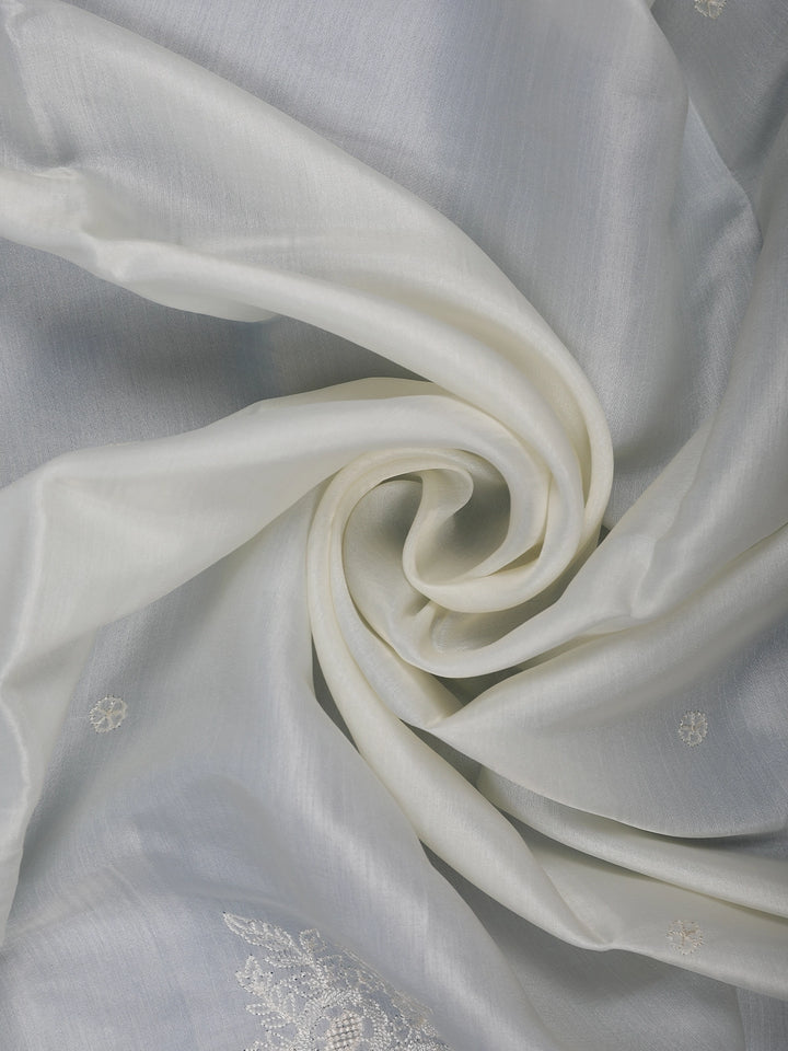 White Floral Design Cotton Saree - Diadem
