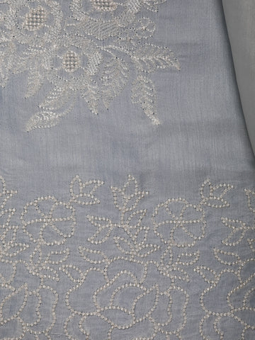White Floral Design Cotton Saree - Diadem