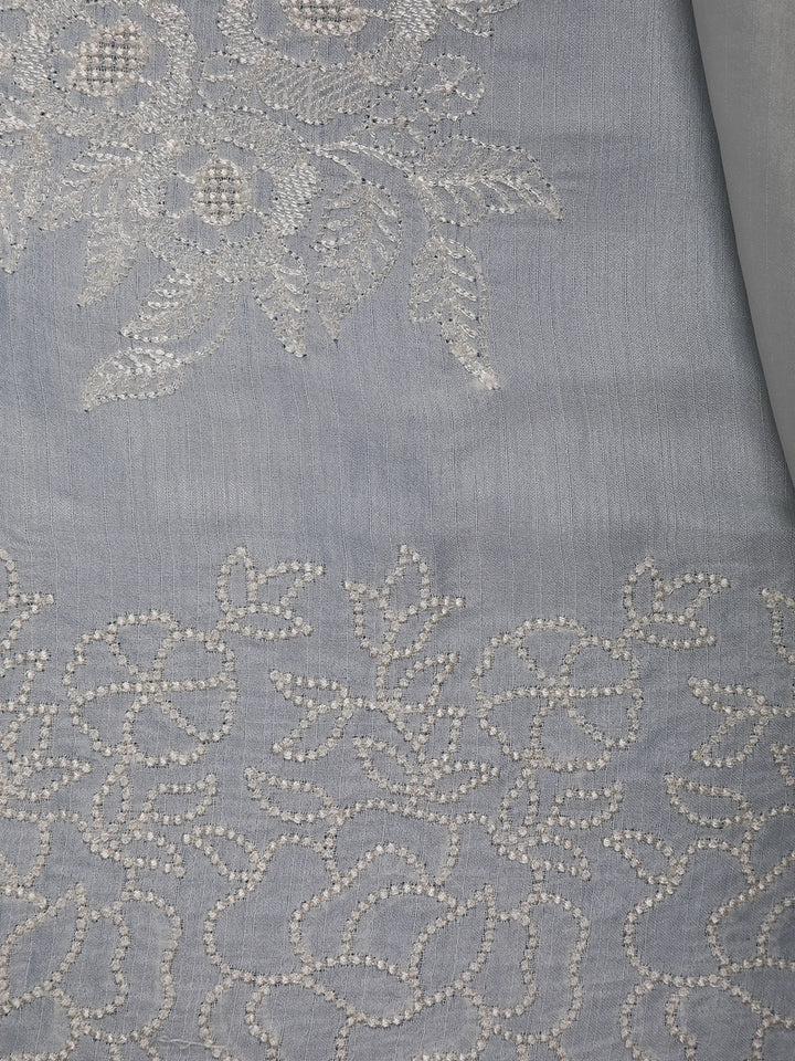 White Floral Design Cotton Saree - Diadem