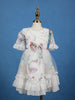 White Floral Design Net Kids Frock