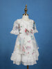 White Floral Design Net Kids Frock