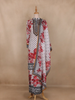 White Floral Design Synthetic Salwar Suit