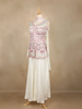 White Floral Embroidered Georgette Palazzo Salwar Suit