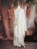 Off-White Floral Embroidered Georgette Peplum Palazzo Suit with Dupatta