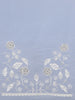 Off-White Floral Embroidered Synthetic Saree With Scallop Border - Diadem