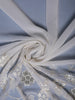 Off-White Floral Embroidered Synthetic Saree With Scallop Border - Diadem