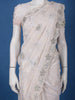 Off-White Floral Embroidered Synthetic Saree With Scallop Border - Diadem