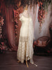 White Floral Zari Woven Design Chanderi Silk Palazzo Suit with Dupatta