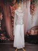 White Floral and Sequin Embroidered Georgette Palazzo Suit with Dupatta
