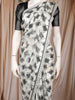 White Geometric Printed Chiffon Saree