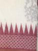 White Ikat Printed Design Linen Cotton Saree with Contrast Woven Border