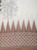 White Ikat Printed Design Linen Cotton Saree with Contrast Woven Border