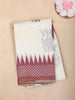 White Ikat Printed Design Linen Cotton Saree with Contrast Woven Border