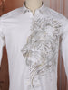 White Lion Motif Stone Embellished Design Pure Cotton Fancy Wear Full Sleeve Men Shirt