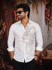White Lion Motif Stone Embellished Design Pure Cotton Fancy Wear Full Sleeve Men Shirt