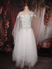White Mirror and Stone Embellished Design Net Party Wear Gown