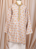 White Multicolor Flotal Woven Design Cotton Kids Kurta Set