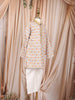 White Multicolor Flotal Woven Design Cotton Kids Kurta Set