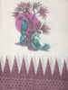 White Peacock Printed Linen Cotton Saree with Contrast Mauve Border