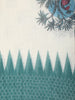 White Peacock Printed Linen Cotton Saree with Contrast Teal Border