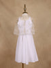 White Satin Kids Palazzo Suit With Golden Bead Embroidered Cape