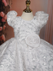 White Sequins Design Net Party Wear Kids Frock