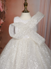 White Sequins Embellished Net Party Wear Kids Gown