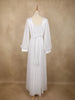 White Shimmer Solid And Glitter Design Party Wear Gown with Empire Waist