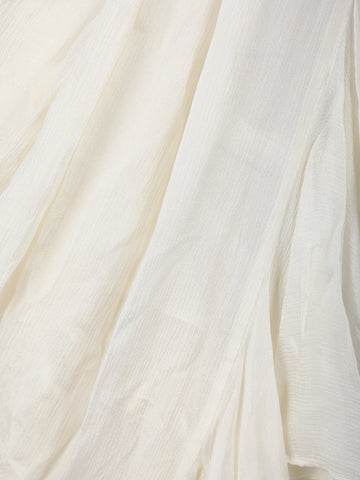 White Solid Design Ruffle Drape Cotton Ready To Wear Saree - Diadem