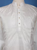 White Solid Silk Kurta For Men - Diadem
