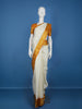 White Woven Mustard Gold Zari Border Kanchipuram Silk Saree - Diadem