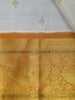 White Woven Mustard Gold Zari Border Kanchipuram Silk Saree - Diadem