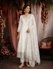 White Embroidered Georgette Anarkali Salwar Suit with Dupatta