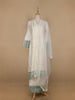 White Floral And Sequins Embroidered Cotton Straight Cut Salwar Suit - Diadem