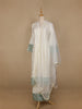 White Floral And Sequins Embroidered Cotton Straight Cut Salwar Suit - Diadem