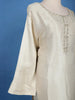 White Floral Design Banarasi Silk Straight Cut Salwar Suit - Diadem