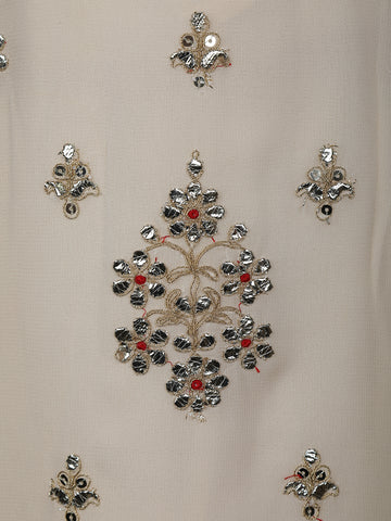 White Floral Designed Georgette Salwar Suit - Diadem
