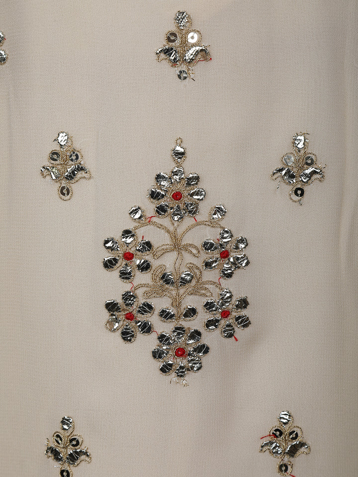 White Floral Designed Georgette Salwar Suit - Diadem