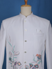 White Floral Designed Jodhpuri Men's Suit - Diadem