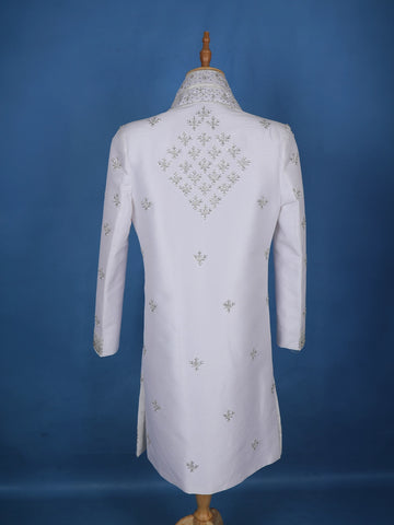 White Floral Designed Sherwani Suit - Diadem