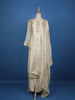 White Floral Printed Raw Silk Straight Cut Salwar Suit - Diadem