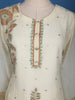 White Floral Printed Raw Silk Straight Cut Salwar Suit - Diadem