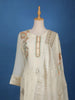 White Floral Printed Raw Silk Straight Cut Salwar Suit - Diadem